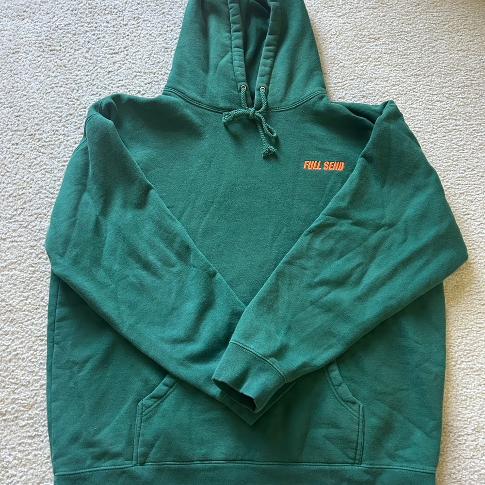 Nelk Boys Green Hoodie with Orange Logo